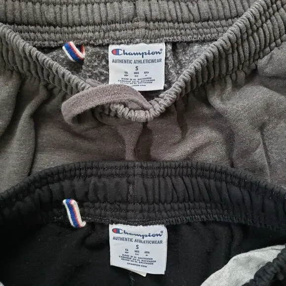 Lot Of 2 Champion Spellout Size Small Mens Black & Gray Jogger Sweatpants - Picture 4 of 13